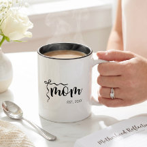 Zwart en Wit Lint Script Moeder Opricht Elegant