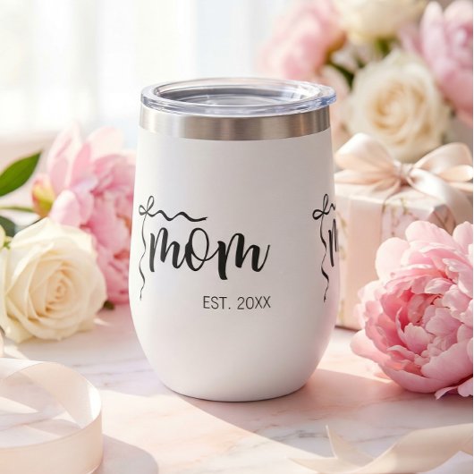 Zwart en wit lintscript 'Moeder sinds' Elegant