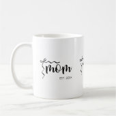 Zwart en wit lintscriptie Moeder opgericht Elegant Koffiemok (Links)