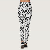 Zwart en Wit Luipaard Hart Patroon Leggings (Achterkant)
