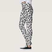 Zwart en Wit Luipaard Hart Patroon Leggings (Links)
