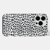 Zwart en wit luipaardprint iPhone hoesje (Achterkant horizontaal)