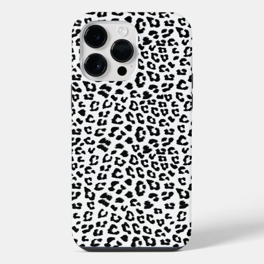 Zwart en wit luipaardprint iPhone hoesje (Achterkant)