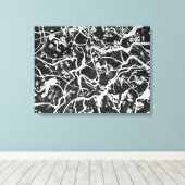 ZWART EN WIT LVII - Action painting -Abstract- Canvas Afdruk (Insitu (Houten vloer))