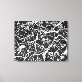 ZWART EN WIT LVII - Action painting -Abstract- Canvas Afdruk