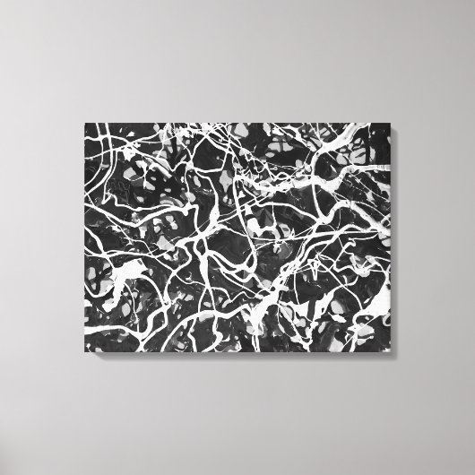 ZWART EN WIT LVII - Action painting -Abstract- Canvas Afdruk (Voorkant)
