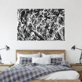 ZWART EN WIT LX - Action painting -Abstract- Canvas Afdruk (Insitu (Slaapkamer))