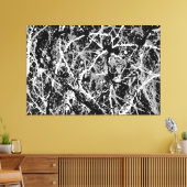ZWART EN WIT LX - Action painting -Abstract- Canvas Afdruk (Insitu (Woonkamer))