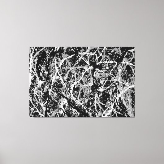 ZWART EN WIT LX - Action painting -Abstract- Canvas Afdruk (Voorkant)