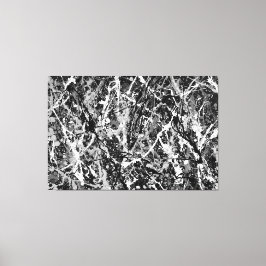 ZWART EN WIT LXXII - Action painting -Abstract- Canvas Afdruk