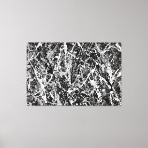 ZWART EN WIT LXXII - Action painting -Abstract- Canvas Afdruk