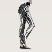 Zwart en wit Maan en Golven Leggings (Rechts)