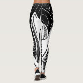 Zwart en wit Maan en Golven Leggings (Achterkant)