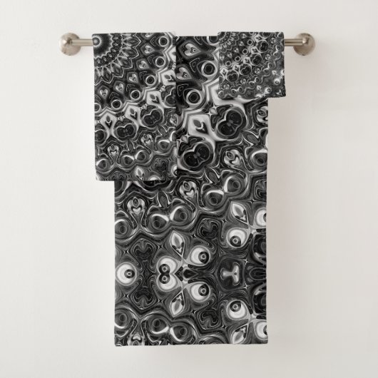 Zwart en Wit Mandala Geometrisch Ontwerp Bad Handdoek (Insitu)