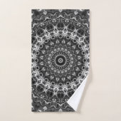 Zwart en Wit Mandala Geometrisch Ontwerp Bad Handdoek (Handdoek)