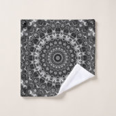 Zwart en Wit Mandala Geometrisch Ontwerp Bad Handdoek (Wasdoekje)