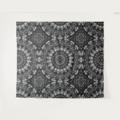 Zwart en Wit Mandala Geometrisch Ontwerp Wandkleed (Voorkant (horizontaal))