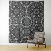 Zwart en Wit Mandala Geometrisch Ontwerp Wandkleed (In situ)