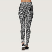 Zwart en Wit Mandala Patroon Leggings (Achterkant)