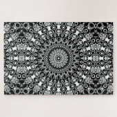 Zwart en Wit Mandala Patroon Legpuzzel (Horizontaal)