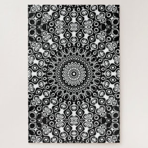 Zwart en Wit Mandala Patroon Legpuzzel