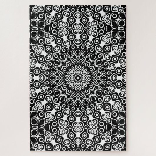 Zwart en Wit Mandala Patroon Legpuzzel (Verticaal)
