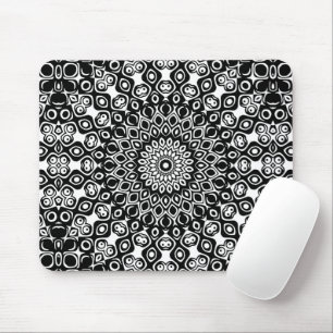 Zwart en Wit Mandala Patroon Muismat