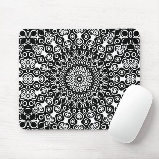 Zwart en Wit Mandala Patroon Muismat (Met muis)