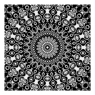 Zwart en Wit Mandala Patroon Perfect Poster