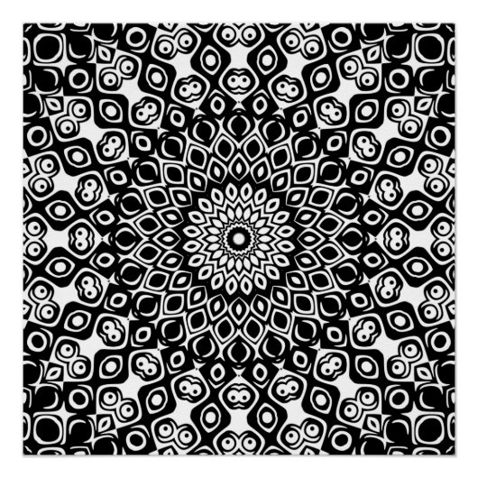 Zwart en Wit Mandala Patroon Perfect Poster (Voorkant)