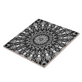Zwart en Wit Mandala Patroon Tegeltje (Zijkant)