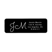 Zwart en wit Manuscript Monogramed Adres van de Te Etiket (Voorkant)