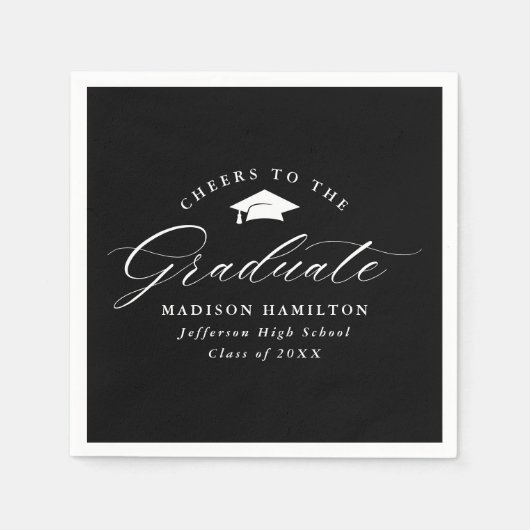 Zwart en wit Manuscript scheurt aan Afstuderen Servet (Voorkant)