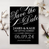 Zwart en wit  Manuscript sparen de Datum Aankondigingskaart