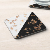 Zwart en wit marmer bier onderzetter (Linkerzijde)