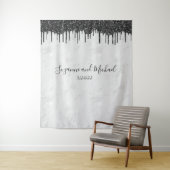 Zwart en Wit Marmer Glitter Druppels Bruiloft Wandkleed (In situ)