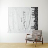 Zwart en Wit Marmer Glitter Druppels Bruiloft Wandkleed (In Situ (horizontaal))