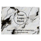 Zwart en wit marmer groot cadeauzakje (Achterkant)