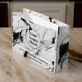 Zwart en wit marmer groot cadeauzakje