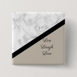 Zwart en wit marmer met zwarte lijn en lichtbruin vierkante button 5,1 cm