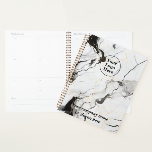 Zwart en wit marmer planner (Display)