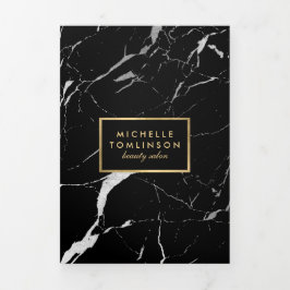 Zwart en Wit Marmer Salon of Productbrochure Drieluik Kaart
