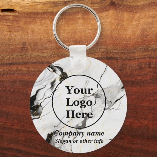 Zwart en wit marmer sleutelhanger (Voorkant)