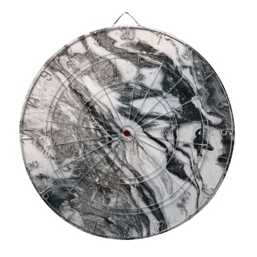 Zwart en wit Marmer Textielpatroon Dartbord (Voorkant)