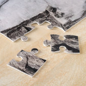 Zwart en wit Marmer Textielpatroon Legpuzzel (Zijkant)