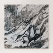 Zwart en wit Marmer Textielpatroon Legpuzzel (Horizontaal)