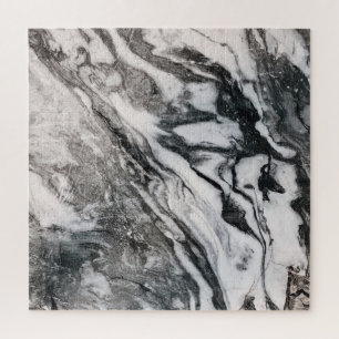 Zwart en wit Marmer Textielpatroon Legpuzzel