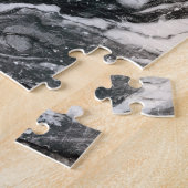 Zwart en wit Marmer Textielpatroon Legpuzzel (Zijkant)