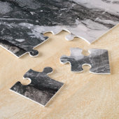 Zwart en wit Marmer Textielpatroon Legpuzzel (Zijkant)