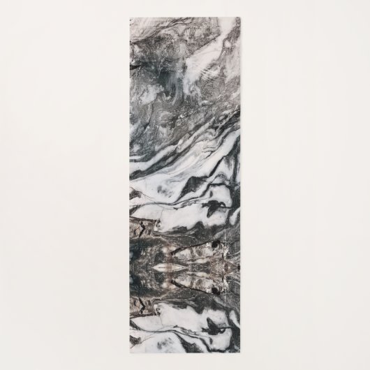 Zwart en wit Marmer Textielpatroon Yogamat (Achterkant)